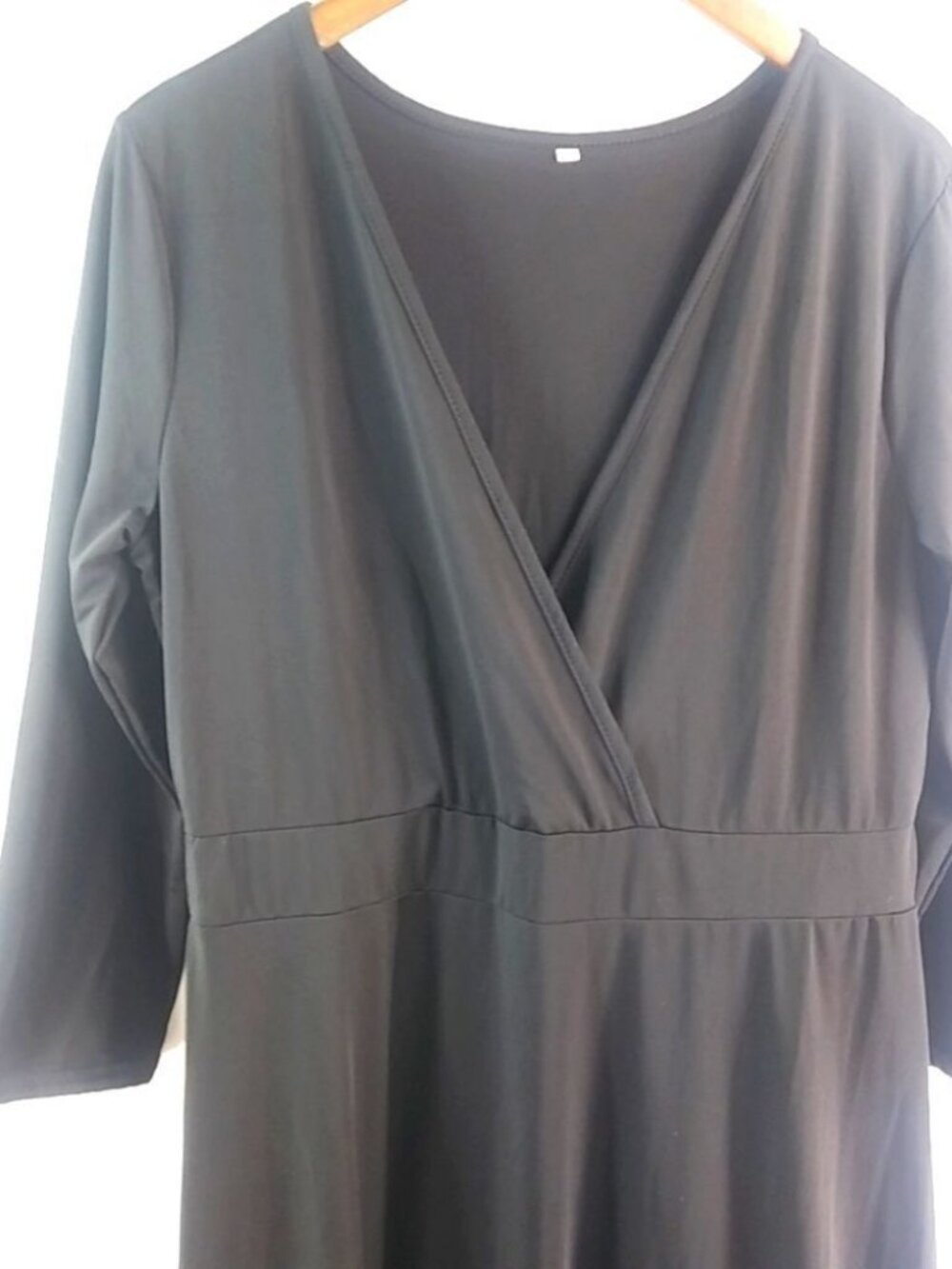 Beautiful XL Plain Black Crossover Front Dress Plus Funeral